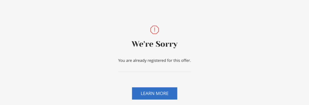 Hyatt 22already registered22 error message - World of Hyatt,targeted promotion