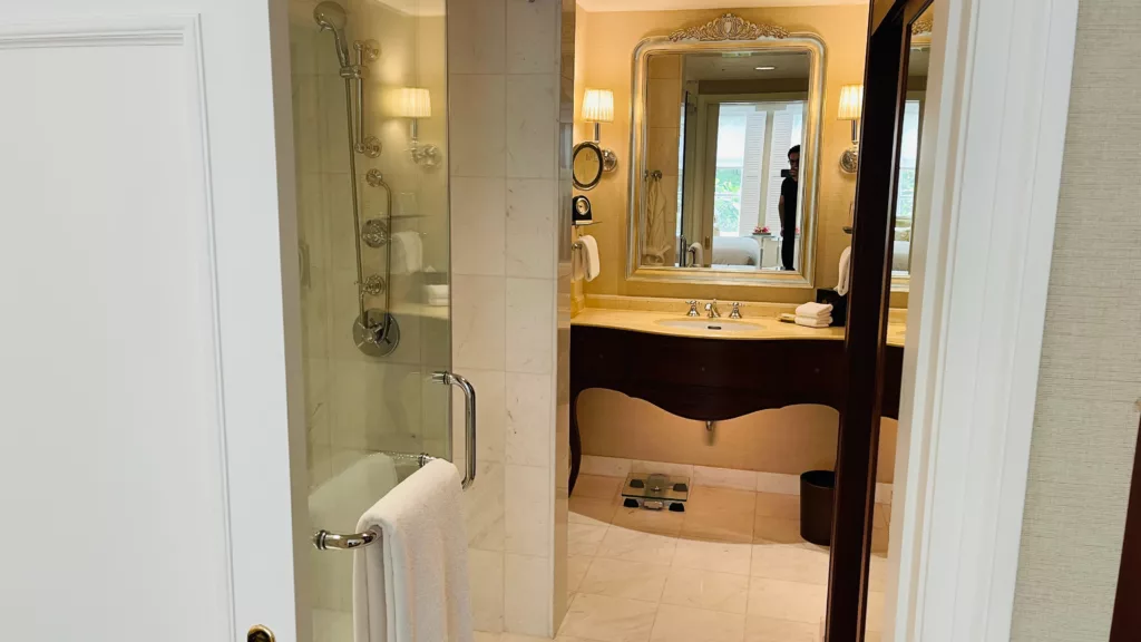 A single sink vanity in the bathroom at the Park Hyatt Saigon Bathroom