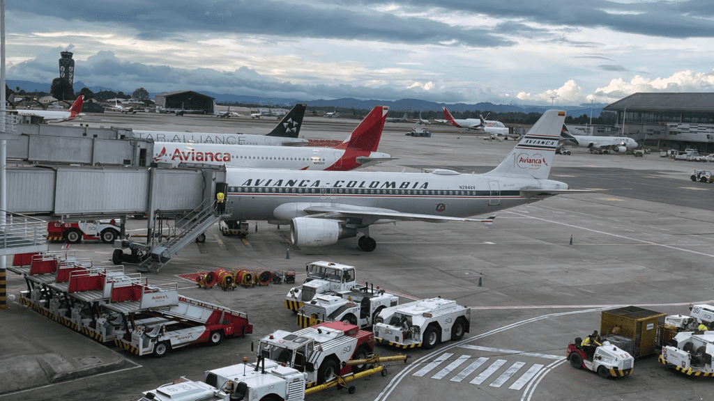 Avianca aircraft at Bogota Airport, if the Viva Air-Avianca Merger goes through, the combined carriers would have a dominant position here