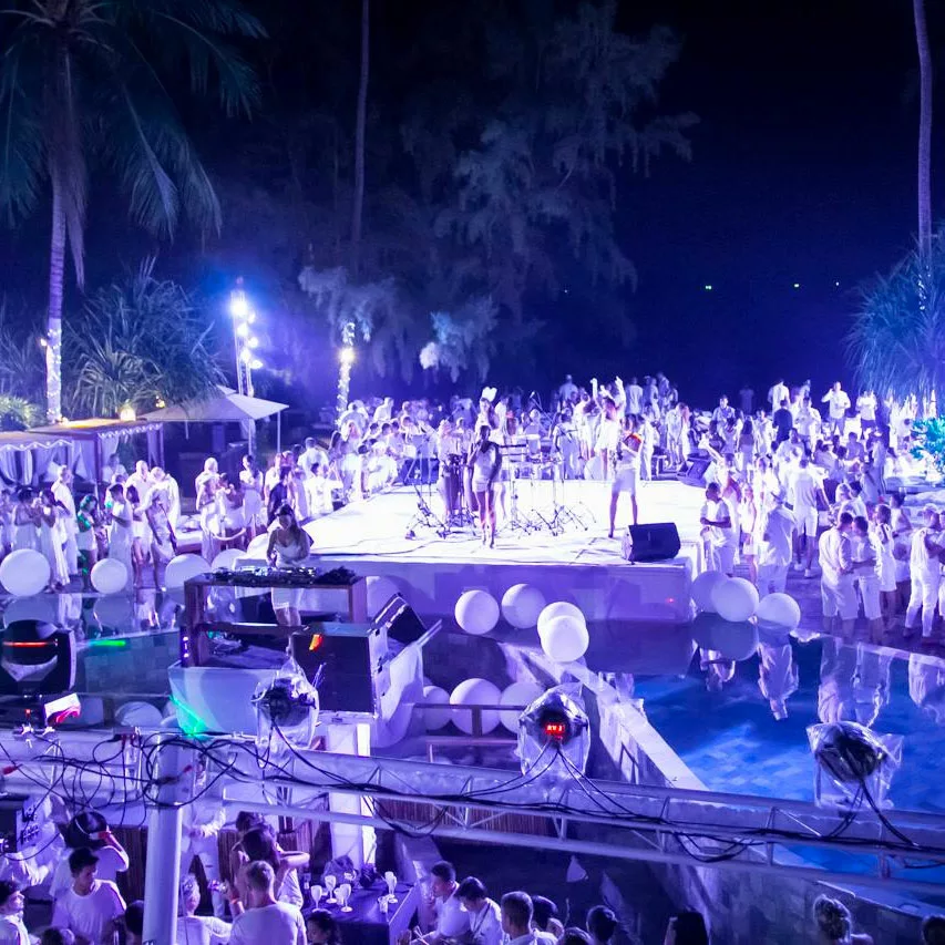 A party at Nikki Beach, one of the best beach clubs in Koh Samui