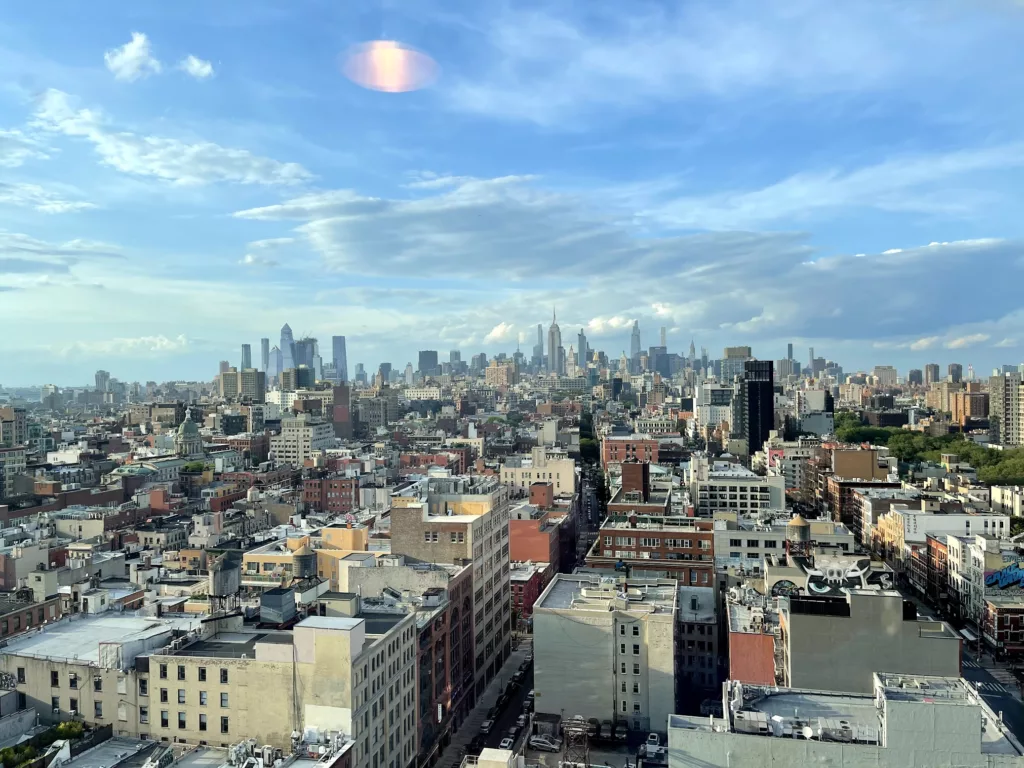 A view of New York City from Hotel 50 Bowery in the Lower East Side