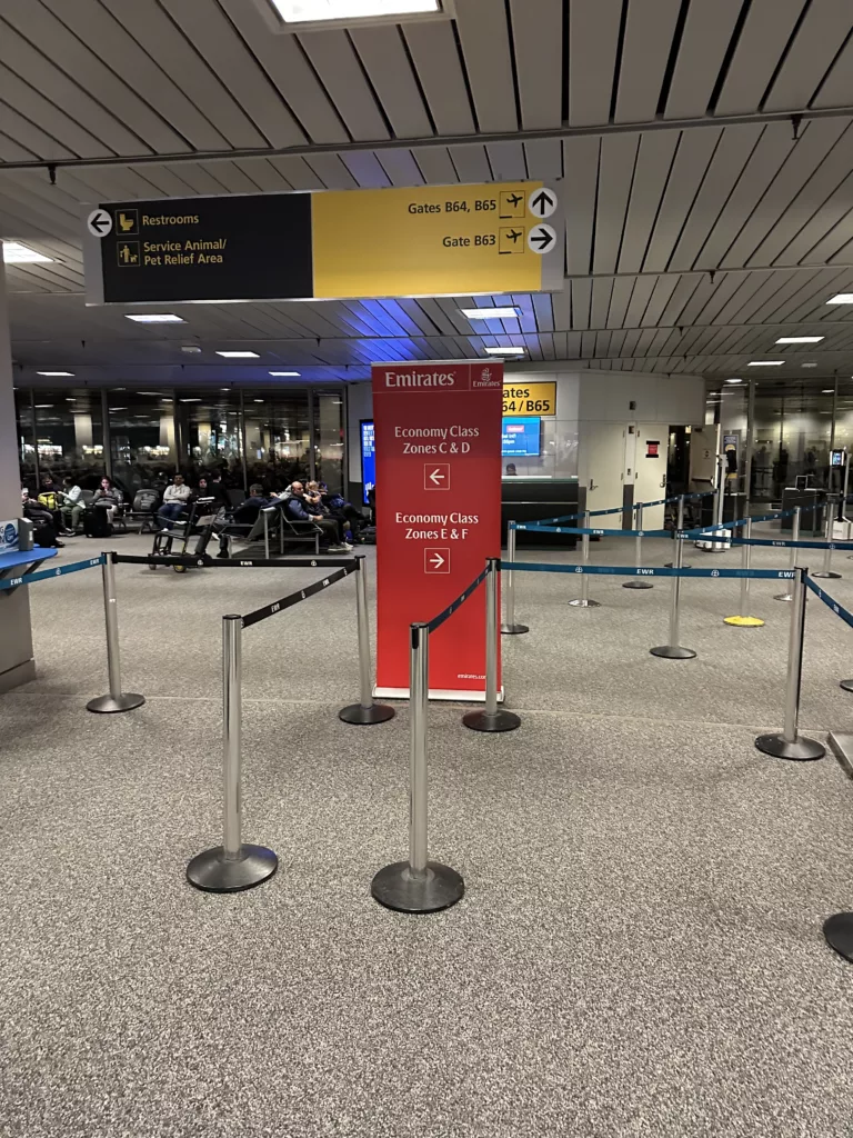 Boarding signage - Emirates gate at Newark