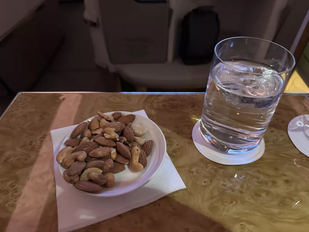 Emirates business class drink & nuts