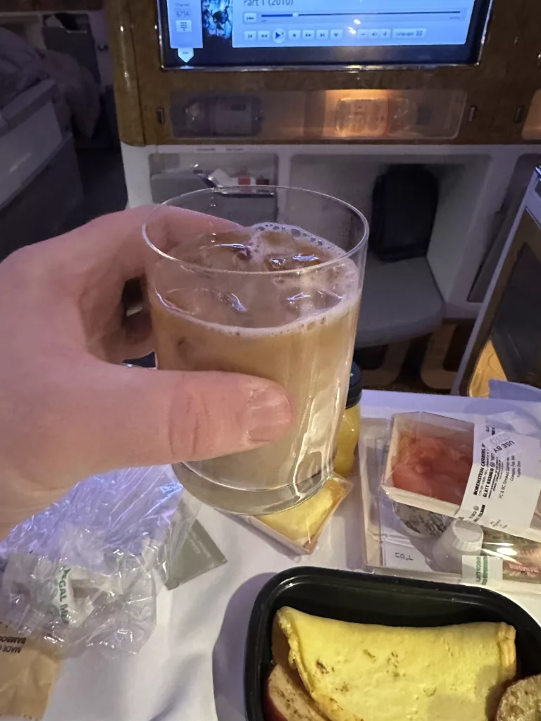 Emirates business class iced coffee
