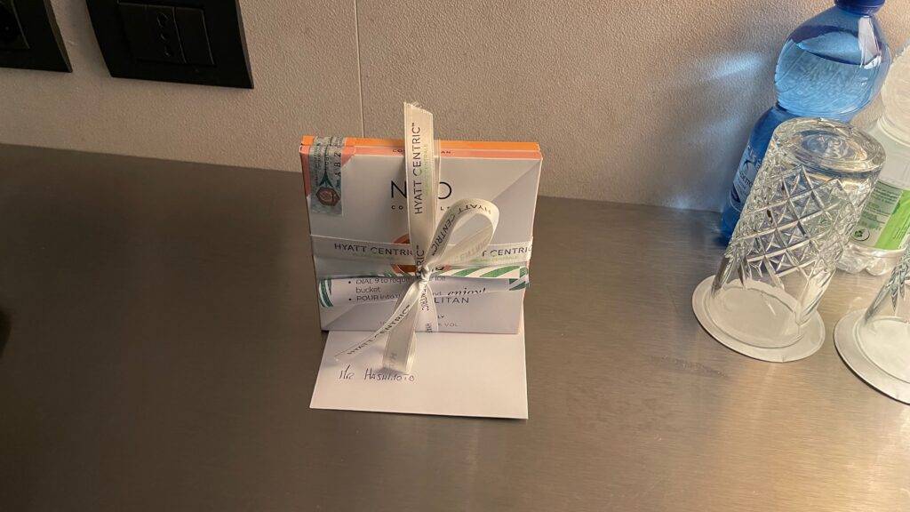 Hyatt Centric Milan Centrale welcome gift