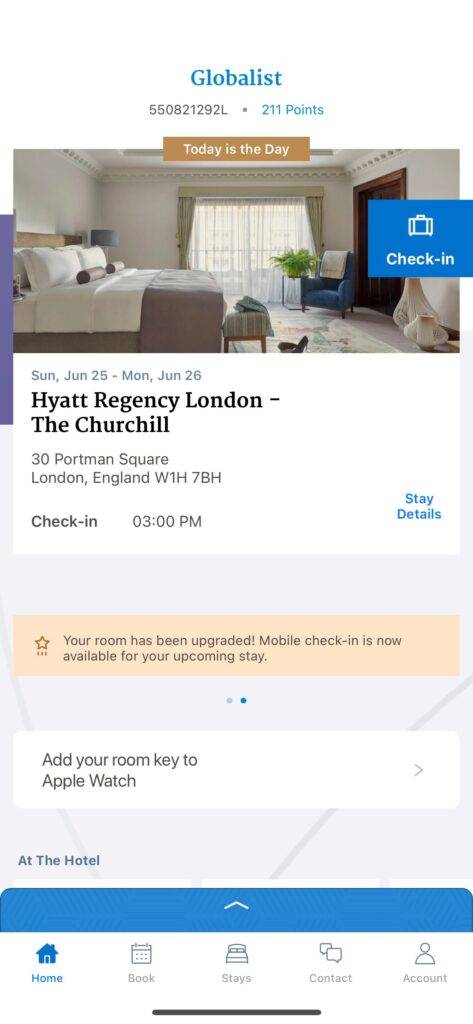 Hyatt Regency London The Churchill app check in 1 -